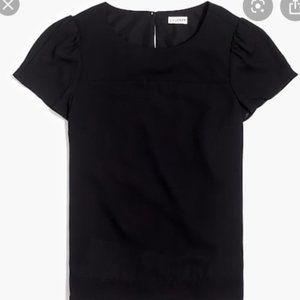 NWT J Crew Black Tulip Sleeve Blouse, size 10